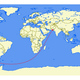 Illustration for article titled The longest straight line you can sail on Earth reaches from…